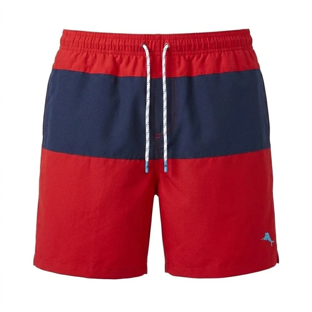 Tommy Bahama Mens Red Blue Colorblock Swim Trunks‎ Mesh Liner Large - CJ